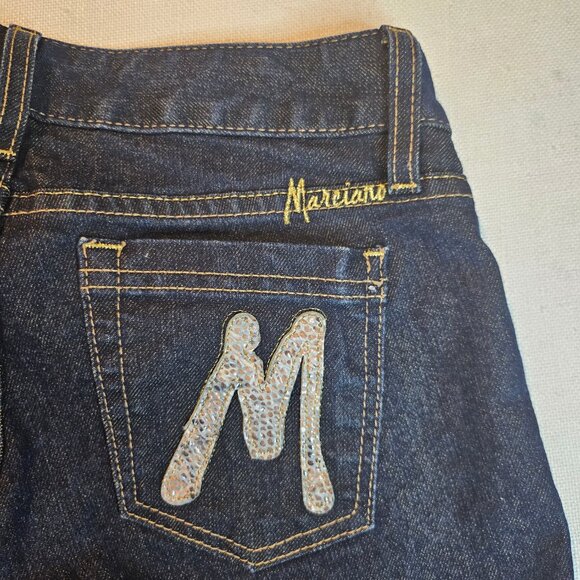 Marciano Gold Embroidered Dark Wash Crop Jeans - Size 24 - Picture 7 of 7